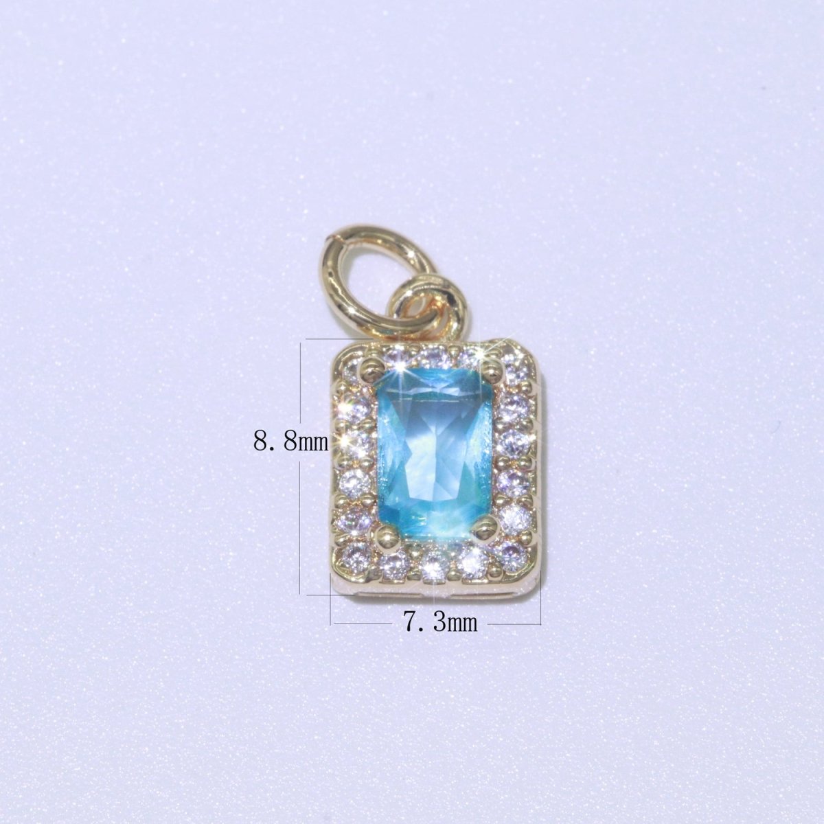 14k Gold Filled Micro Pave CZ Geometric Pendant Charm Emerald Cut Pendant Charm Geometric DIY Jewelry 8.8x7.3mm M-189-M-202 - DLUXCA