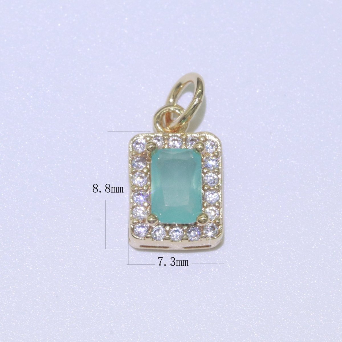 14k Gold Filled Micro Pave CZ Geometric Pendant Charm Emerald Cut Pendant Charm Geometric DIY Jewelry 8.8x7.3mm M-189-M-202 - DLUXCA