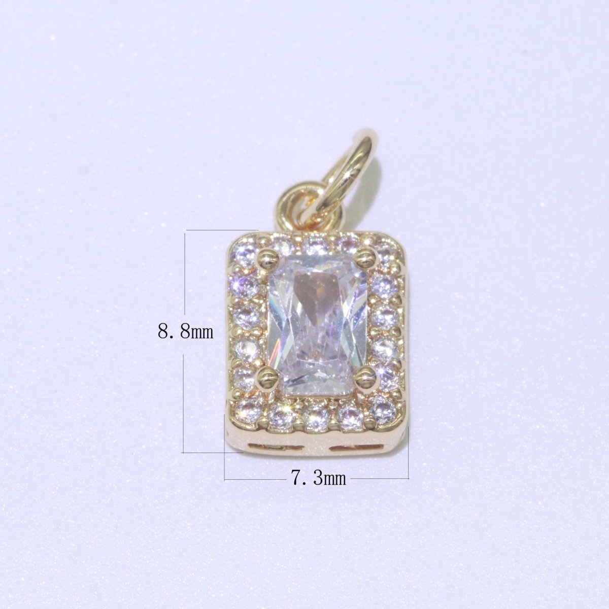 14k Gold Filled Micro Pave CZ Geometric Pendant Charm Emerald Cut Pendant Charm Geometric DIY Jewelry 8.8x7.3mm M-189-M-202 - DLUXCA