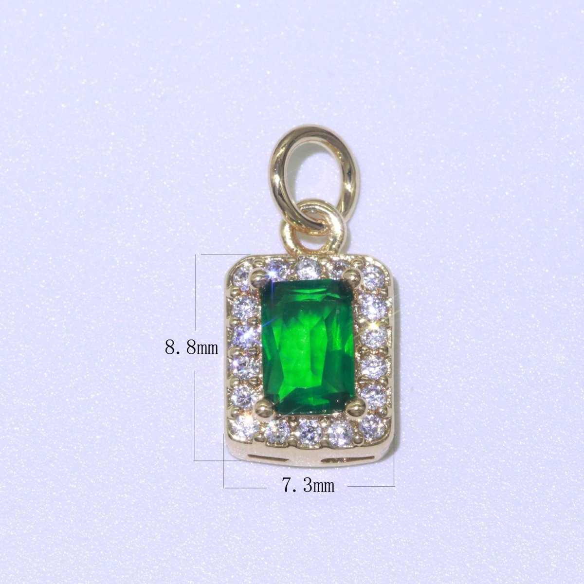 14k Gold Filled Micro Pave CZ Geometric Pendant Charm Emerald Cut Pendant Charm Geometric DIY Jewelry 8.8x7.3mm M-189-M-202 - DLUXCA