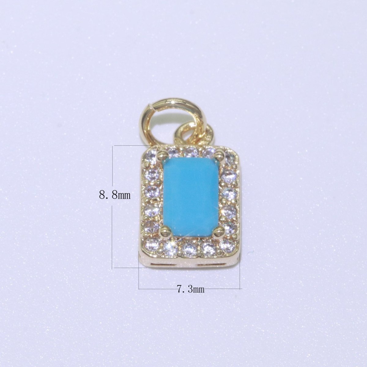 14k Gold Filled Micro Pave CZ Geometric Pendant Charm Emerald Cut Pendant Charm Geometric DIY Jewelry 8.8x7.3mm M-189-M-202 - DLUXCA