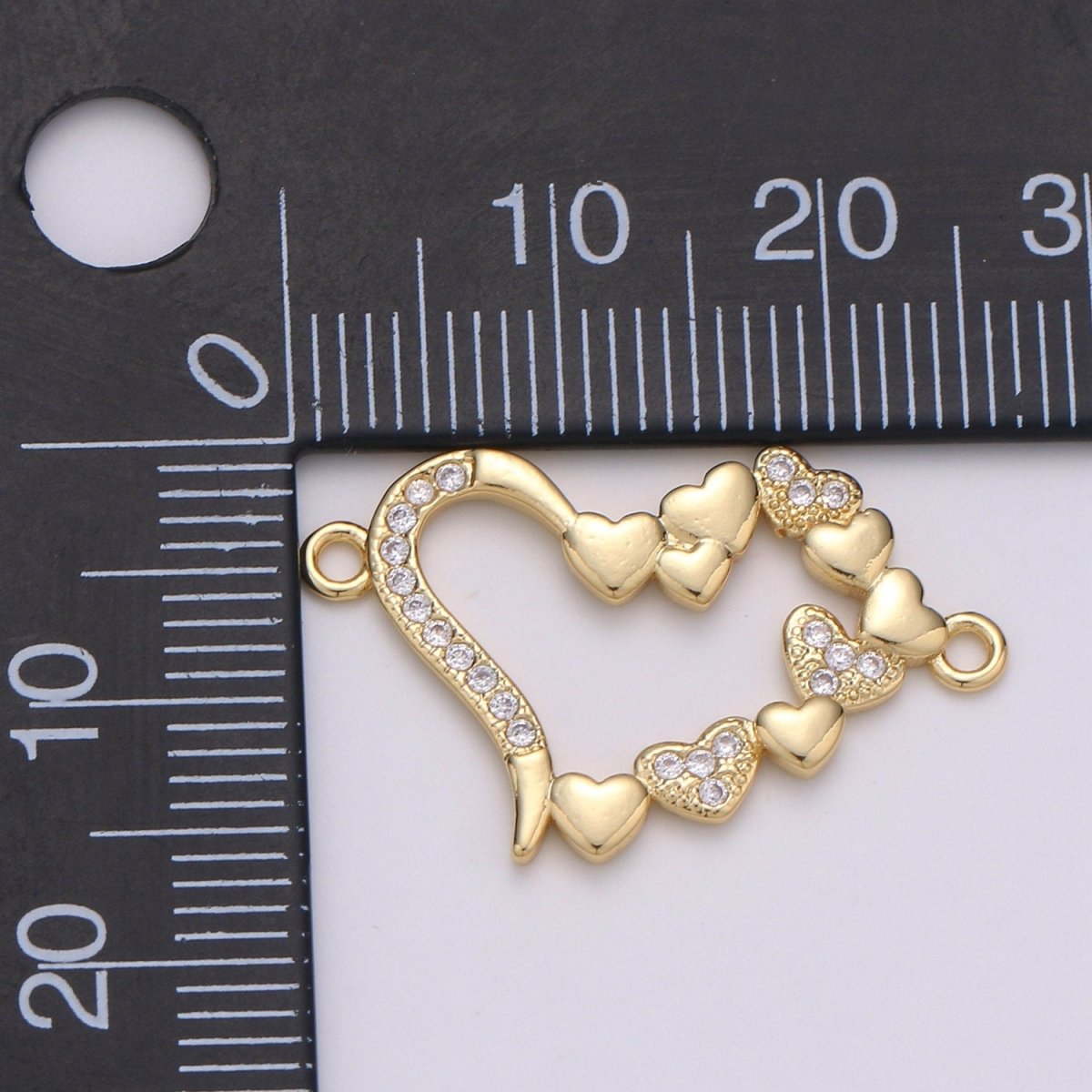 14K Gold Filled Micro Pave CZ Heart Charm Connector Micro Pave CZ Love Connector For Bracelet and Necklace Supply F-506 - DLUXCA
