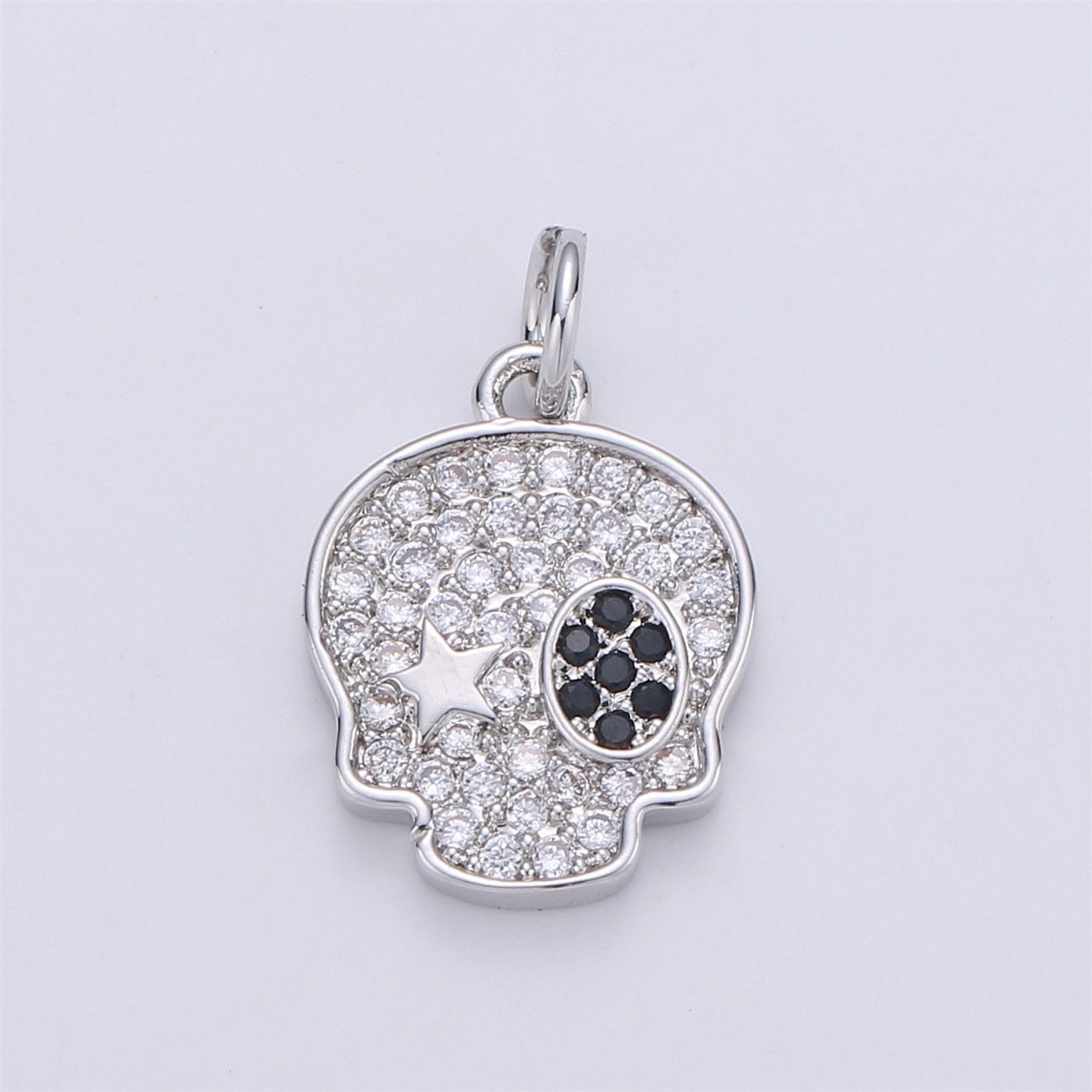 14K Gold Filled Micro Pave Dainty Skull Charm, Cute Rock Star Skull charm, Cubic skull jewelry for Necklace Earring Bracelet Component, C-897 - DLUXCA