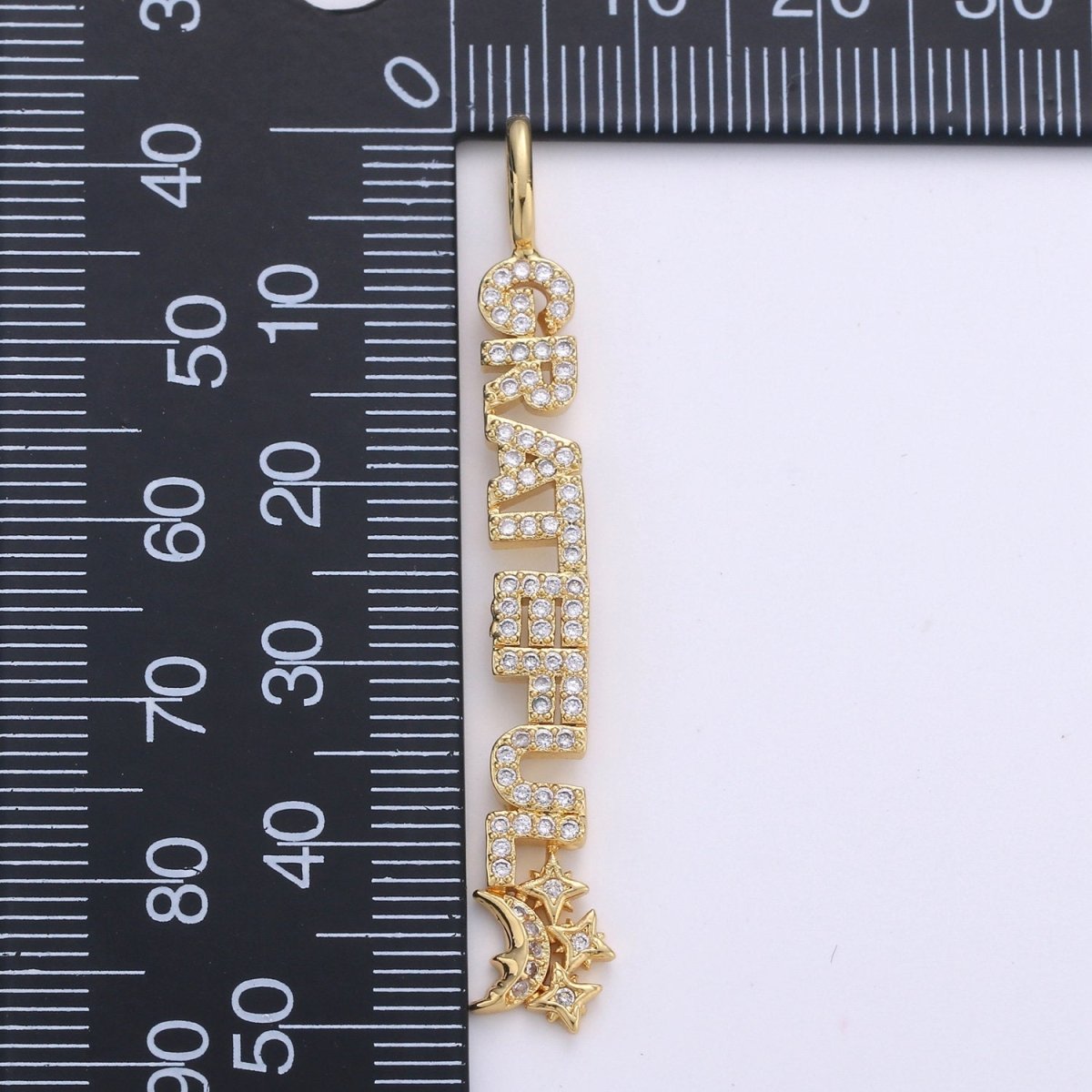 14k Gold Filled Micro Pave Grateful Charm for Statement Necklace Pendant, D-090 - DLUXCA