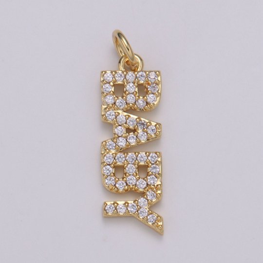14K Gold Filled Micro Paved CZ "Baby" Script Charm | C-545 - DLUXCA