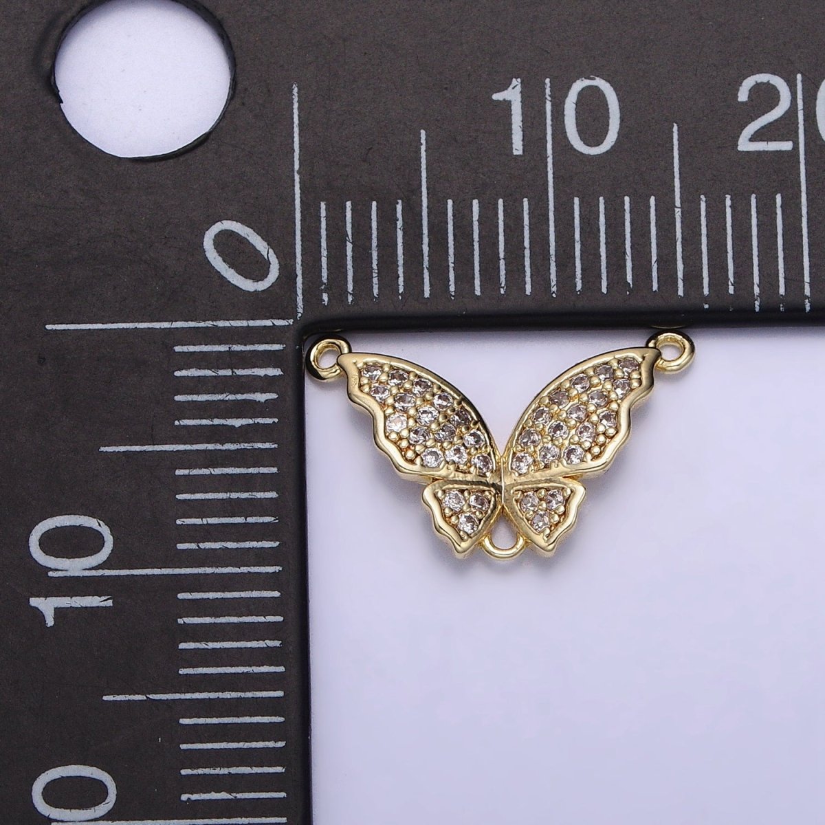 14K Gold Filled Micro Paved CZ Butterfly Triple Loop Connector | AA1021 - DLUXCA
