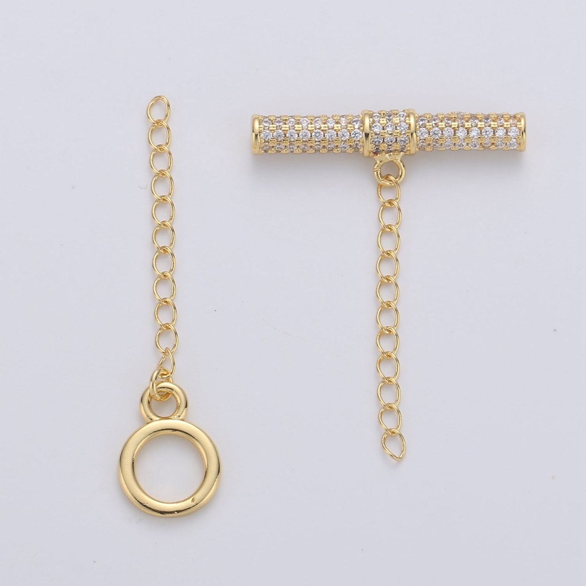 14K Gold Filled Micro Paved CZ Clear Toggle Clasps Jewelry Closure Supply Findings | K561 - DLUXCA