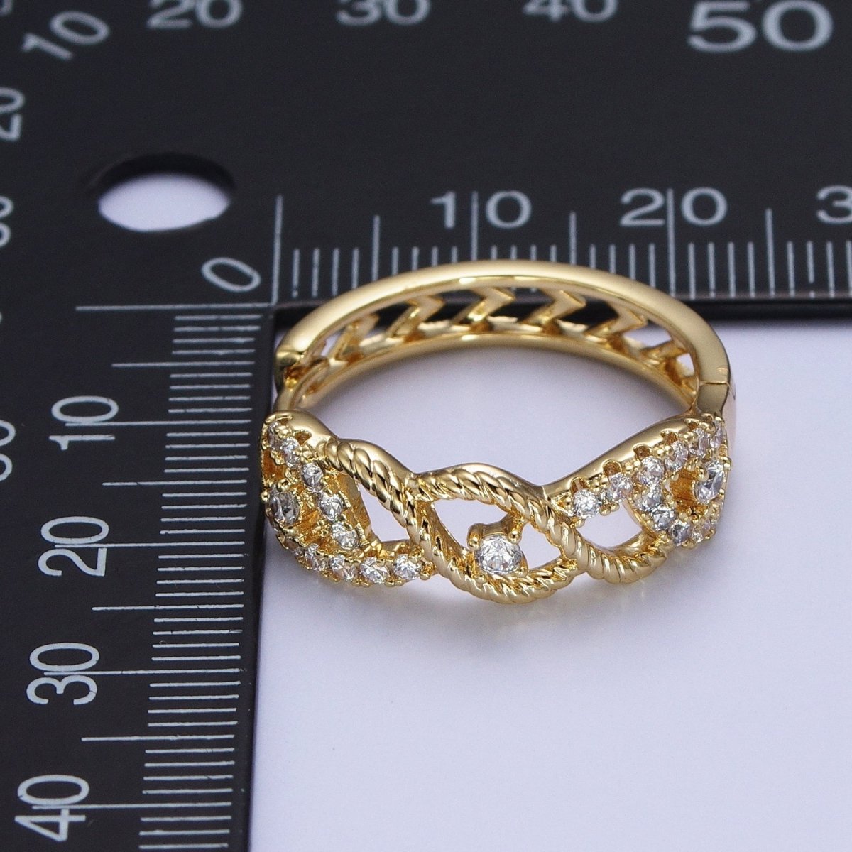 14K Gold Filled Micro Paved CZ Curb Twisted Rope Huggie Hoop Earrings | Y-012 - DLUXCA