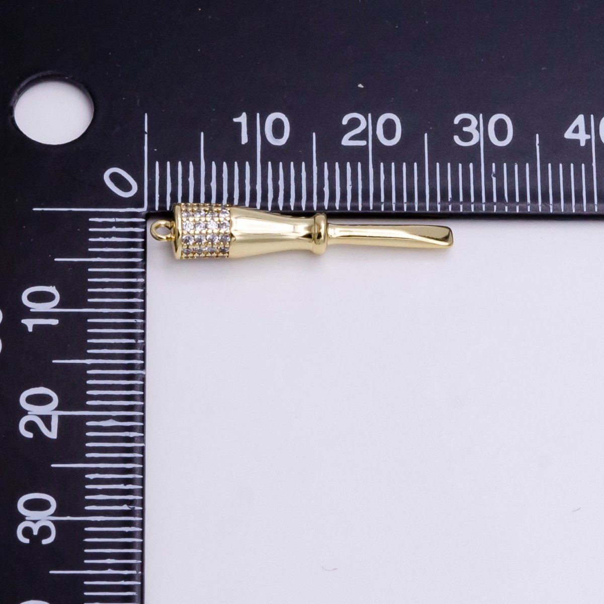 14K Gold Filled Micro Paved CZ Flat Edged Screwdriver Charm | AC1453 - DLUXCA