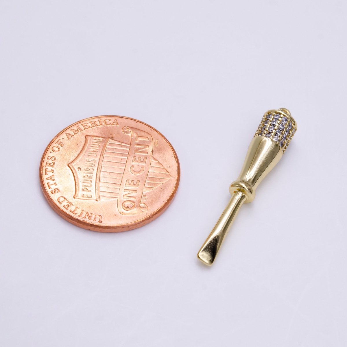 14K Gold Filled Micro Paved CZ Flat Edged Screwdriver Charm | AC1453 - DLUXCA