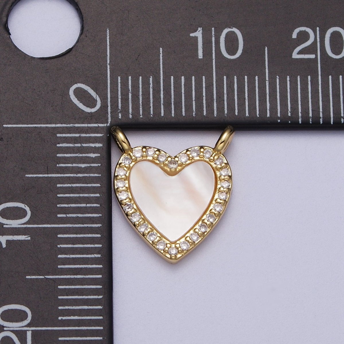 14K Gold Filled Micro Paved CZ Heart Love Shell Pearl Link Connector | Y-636 - DLUXCA