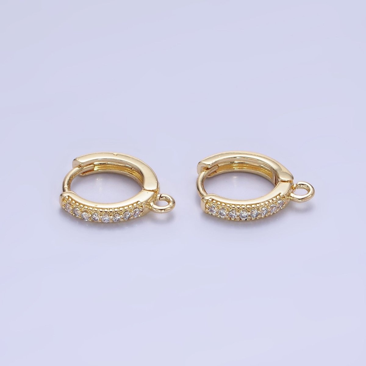 14K Gold Filled Micro Paved CZ Huggie Earring Findings | Z755 - DLUXCA