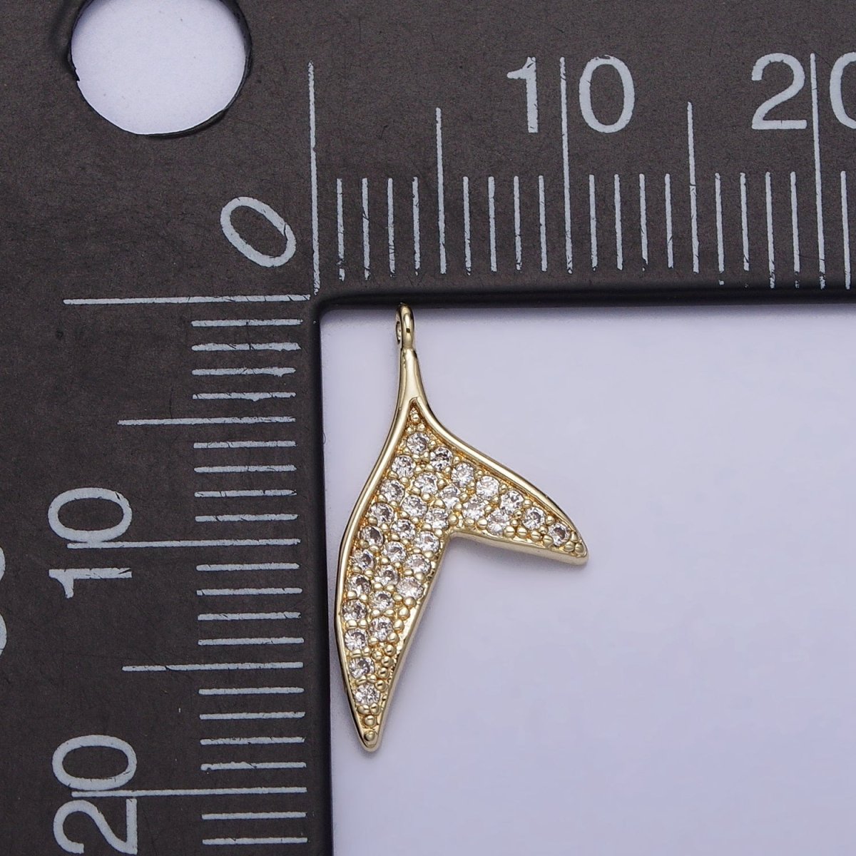 14K Gold Filled Micro Paved CZ Ocean Animal Dolphin Tail Charm | AC727 - DLUXCA