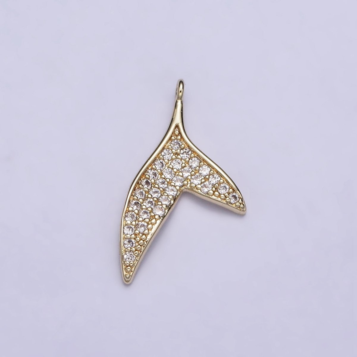 14K Gold Filled Micro Paved CZ Ocean Animal Dolphin Tail Charm | AC727 - DLUXCA