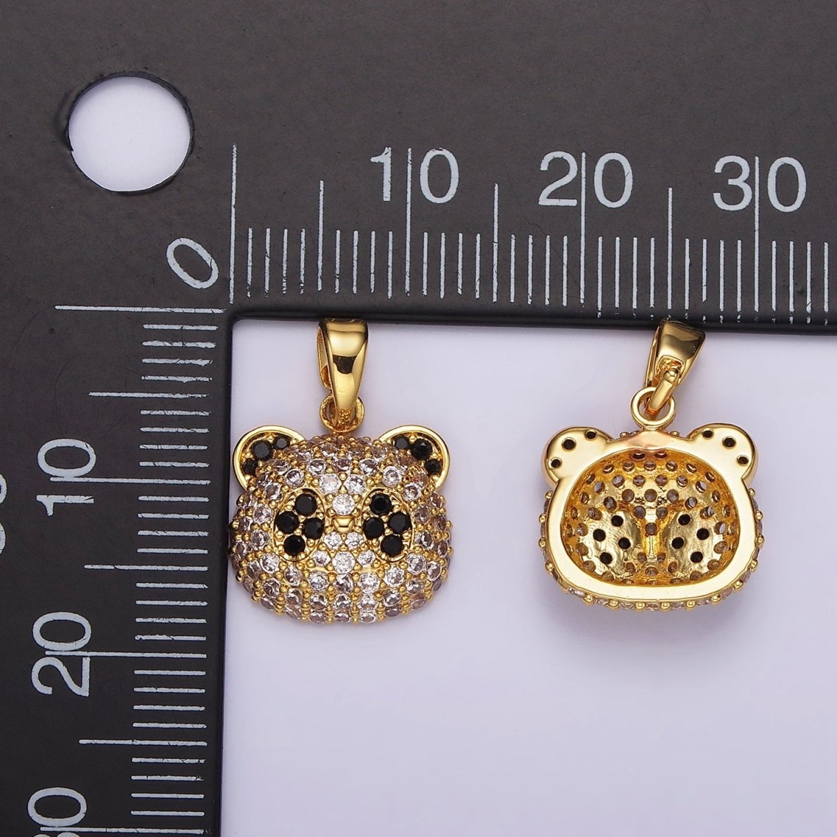 14K Gold Filled Micro Paved CZ Panda Bear Animal Pendant | AH062 - DLUXCA