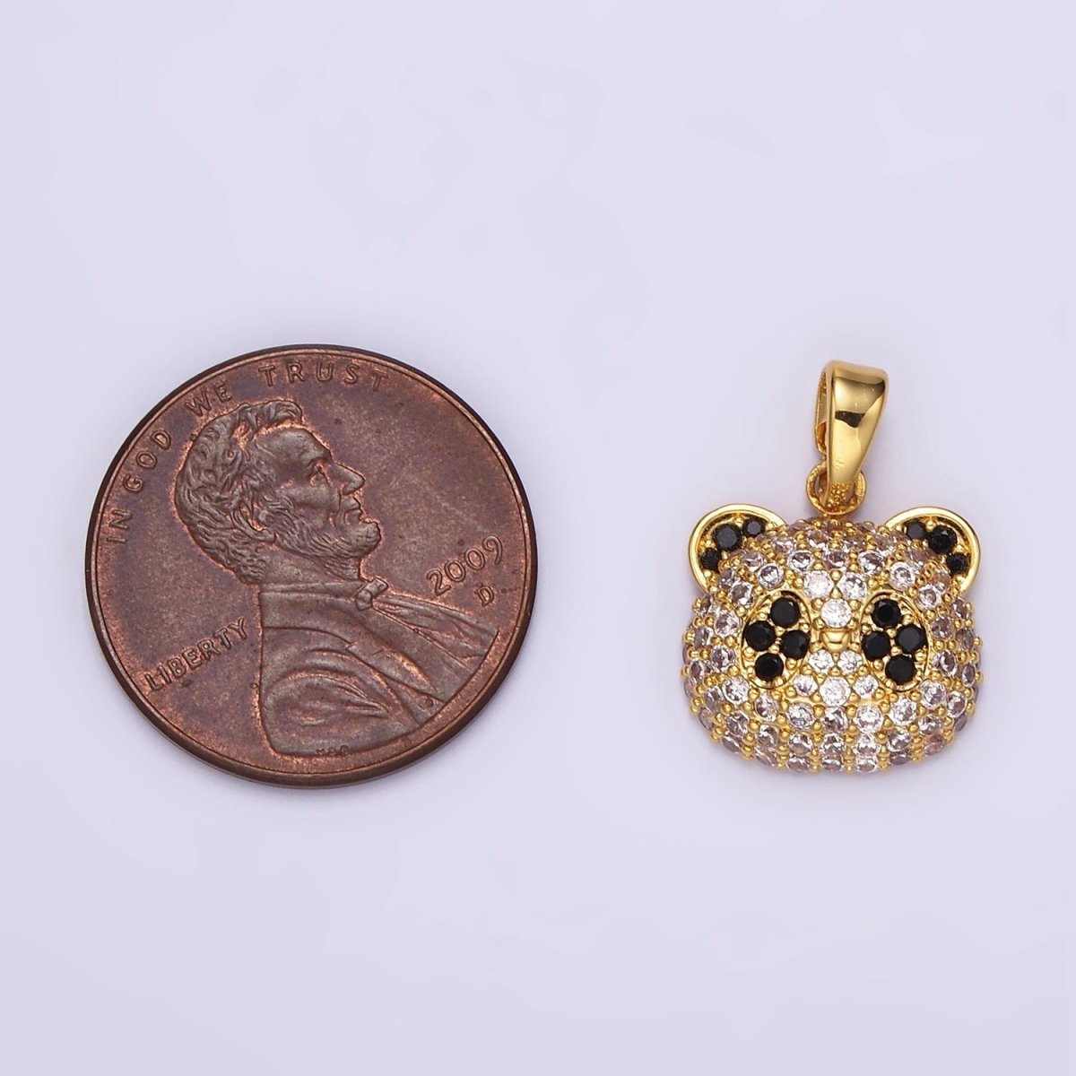 14K Gold Filled Micro Paved CZ Panda Bear Animal Pendant | AH062 - DLUXCA