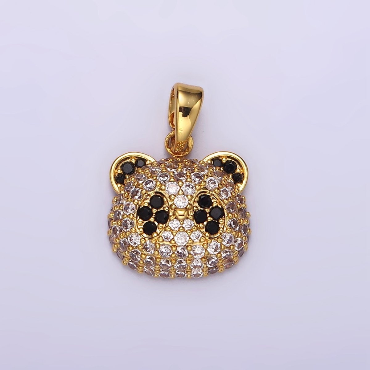 14K Gold Filled Micro Paved CZ Panda Bear Animal Pendant | AH062 - DLUXCA