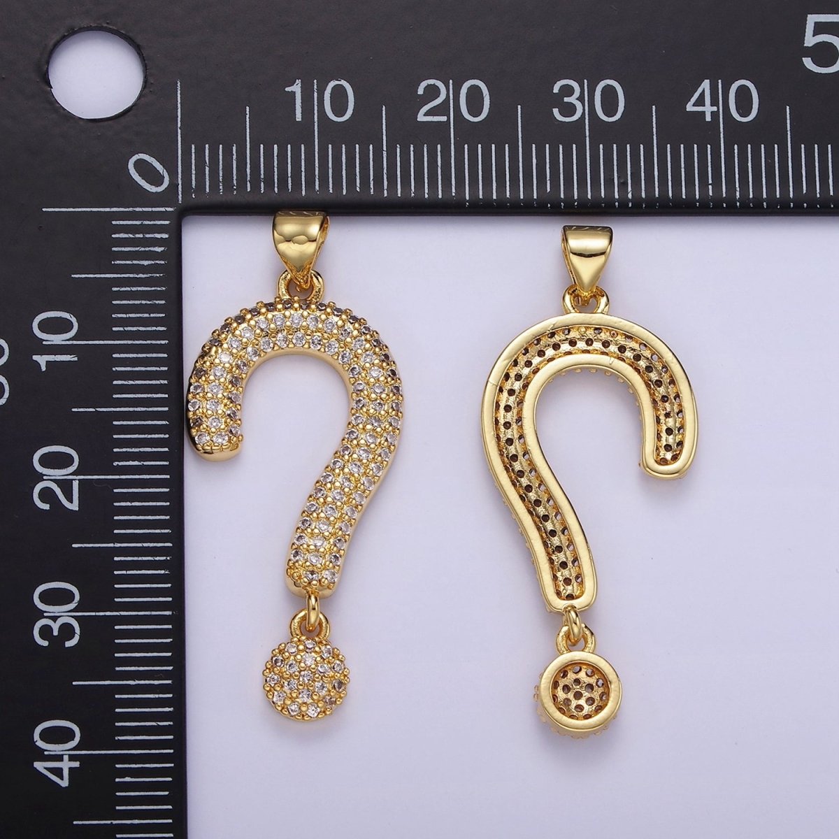 14K Gold Filled Micro Paved CZ Question Mark "?" Pendant | AA1145 - DLUXCA