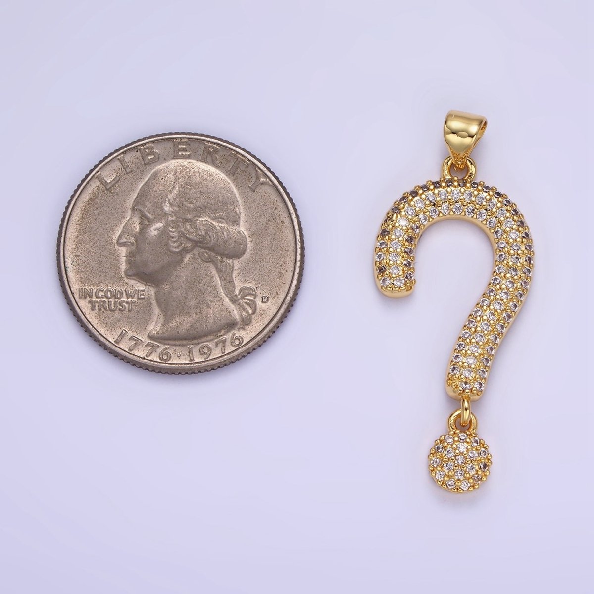 14K Gold Filled Micro Paved CZ Question Mark "?" Pendant | AA1145 - DLUXCA