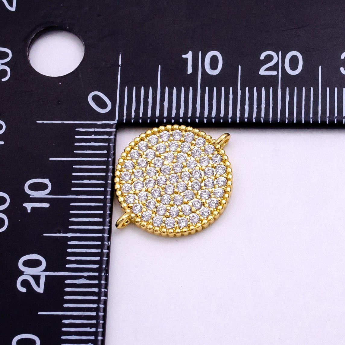 14K Gold Filled Micro Paved CZ Round Connector | G338 - DLUXCA