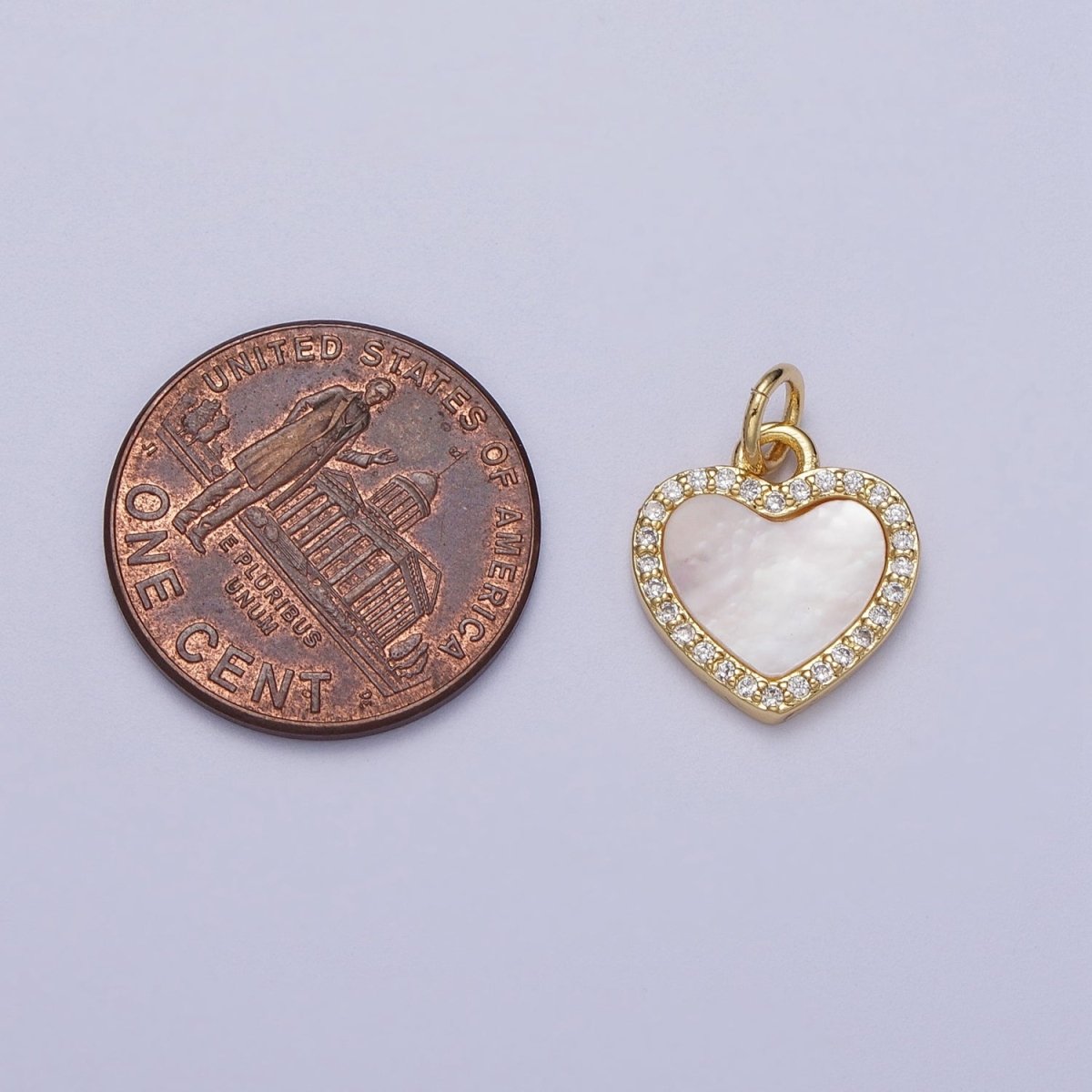 14K Gold Filled Micro Paved Shell Pearl Heart Love Charm E-548 E-552 E-553 - DLUXCA