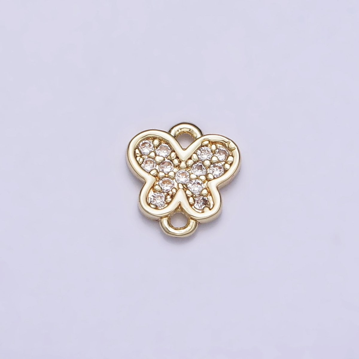 14K Gold Filled Mini 7mm Butterfly Mariposa Micro Paved Connector | AA-1022 - DLUXCA