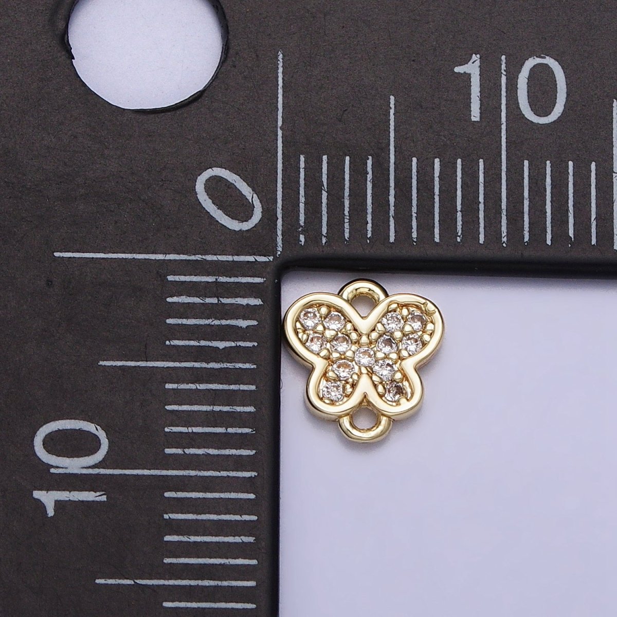 14K Gold Filled Mini 7mm Butterfly Mariposa Micro Paved Connector | AA-1022 - DLUXCA