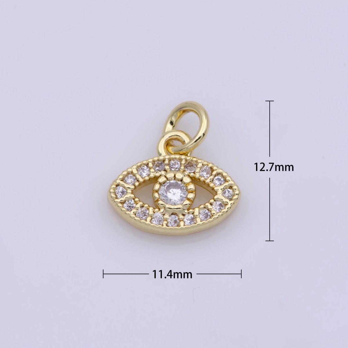 14K Gold Filled Mini Evil Eye Cz Pave Pendant, Gold Small Pave Evil Eye Charm for earring necklace bracelet supply, M-810 - DLUXCA