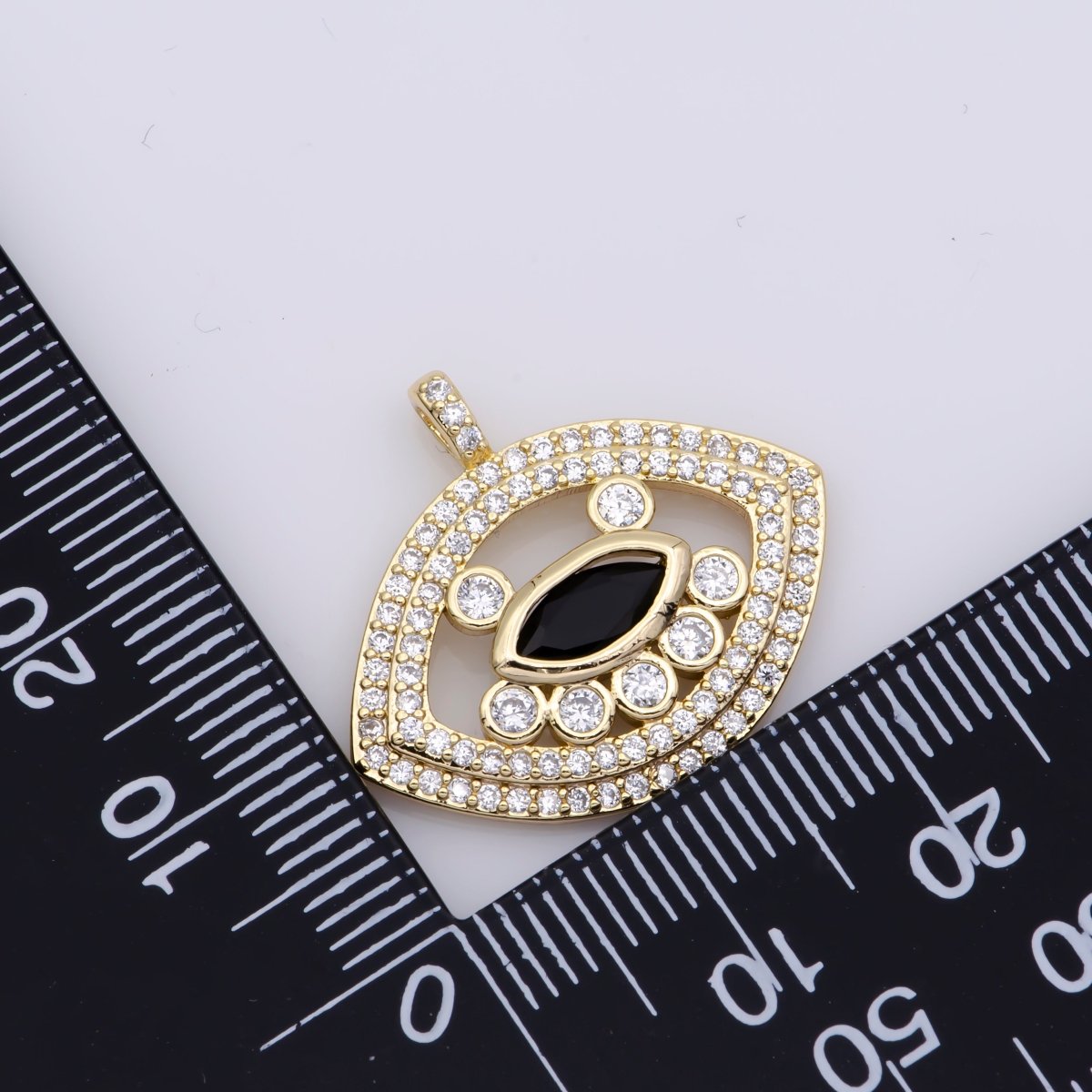 14K Gold Filled Mini Evil Eye Cz Pave Pendant, Gold Unique Pave Evil Eye Charm for earring necklace bracelet supply J-931 - DLUXCA