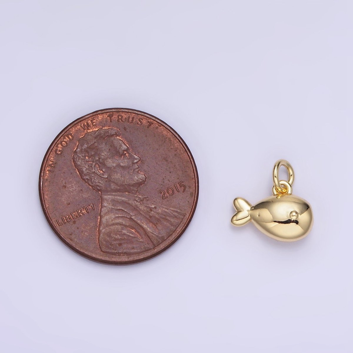 14K Gold Filled Mini Fish Animal Puffed Add-On Charm | AG715 - DLUXCA