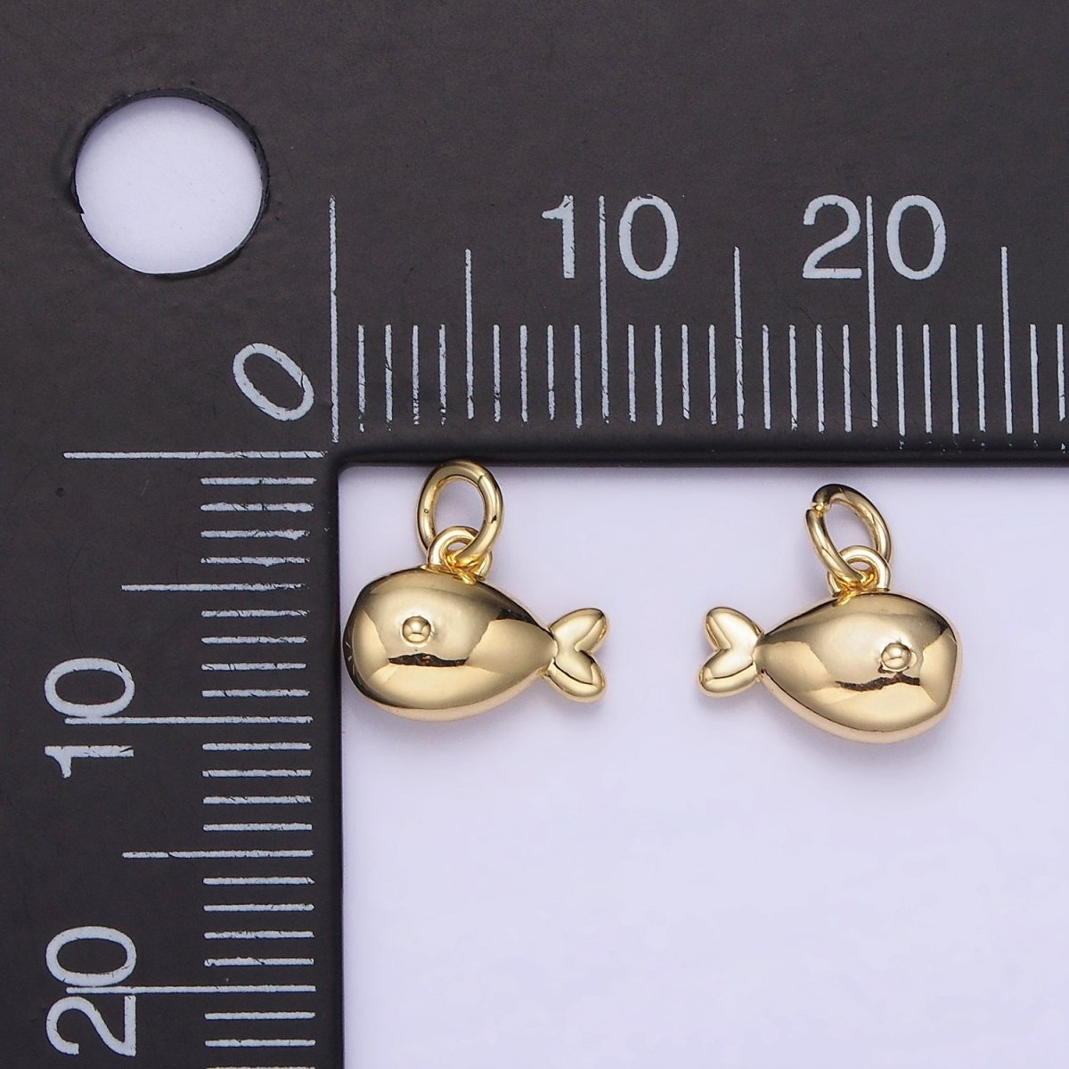 14K Gold Filled Mini Fish Animal Puffed Add-On Charm | AG715 - DLUXCA