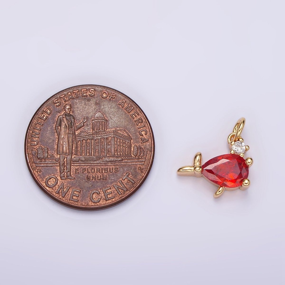 14K Gold Filled Mini Fish Red CZ Add-On Charm | AG426 - DLUXCA