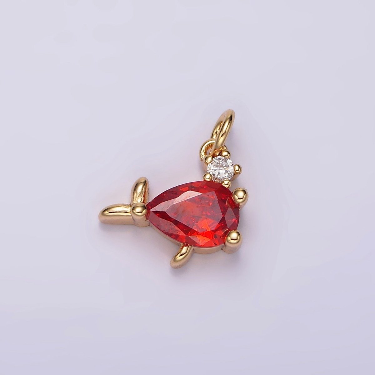 14K Gold Filled Mini Fish Red CZ Add-On Charm | AG426 - DLUXCA