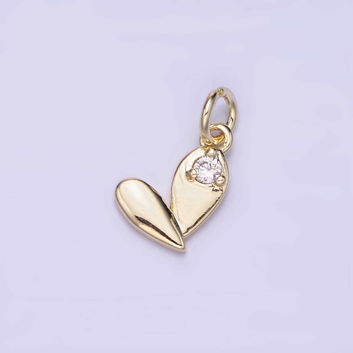 14K Gold Filled Mini Heart Charm with CZ Clear Stone Pendant | AG661 - DLUXCA