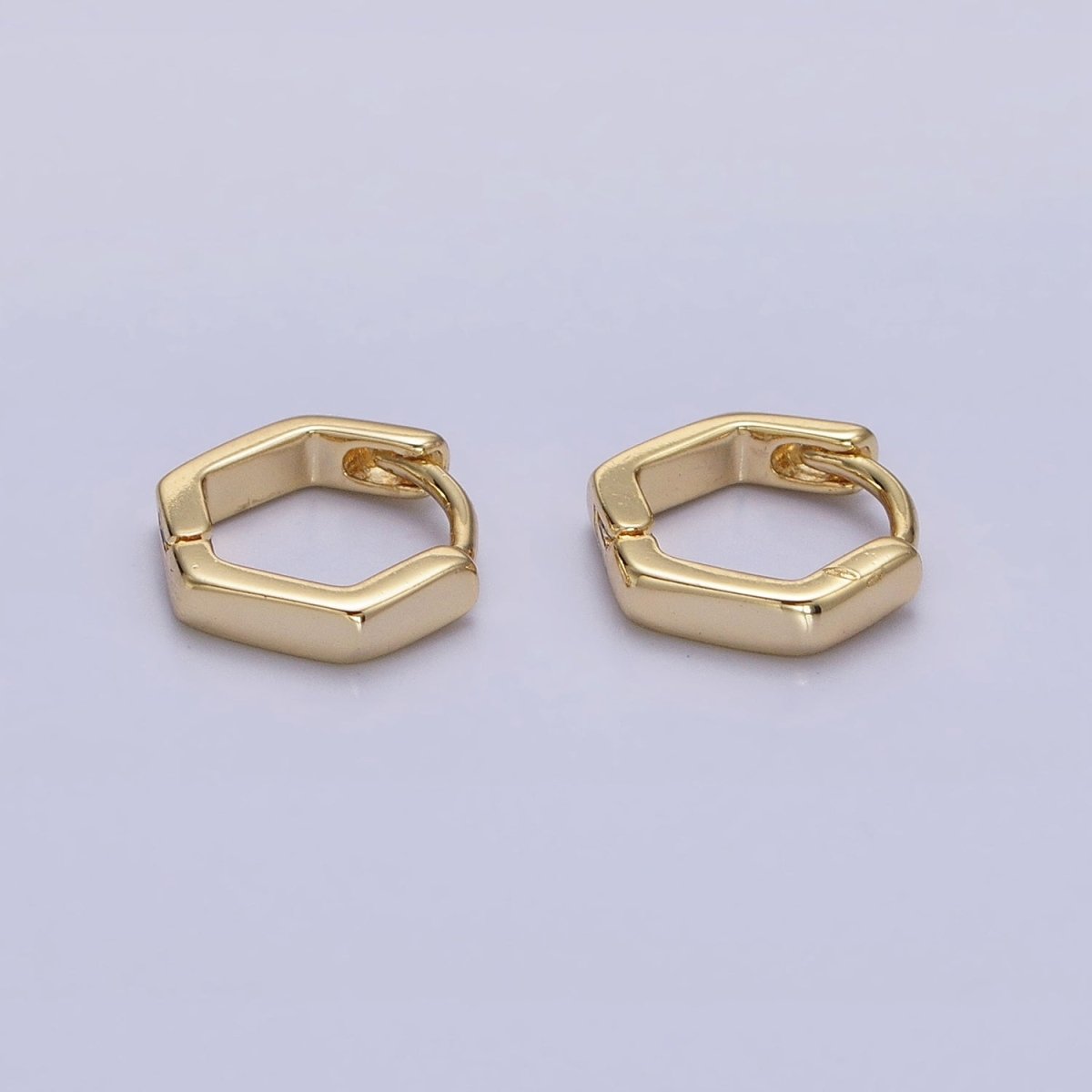 14K Gold Filled Mini Hexagonal 10mm Cartilage Earring Huggie | AB1527 - DLUXCA