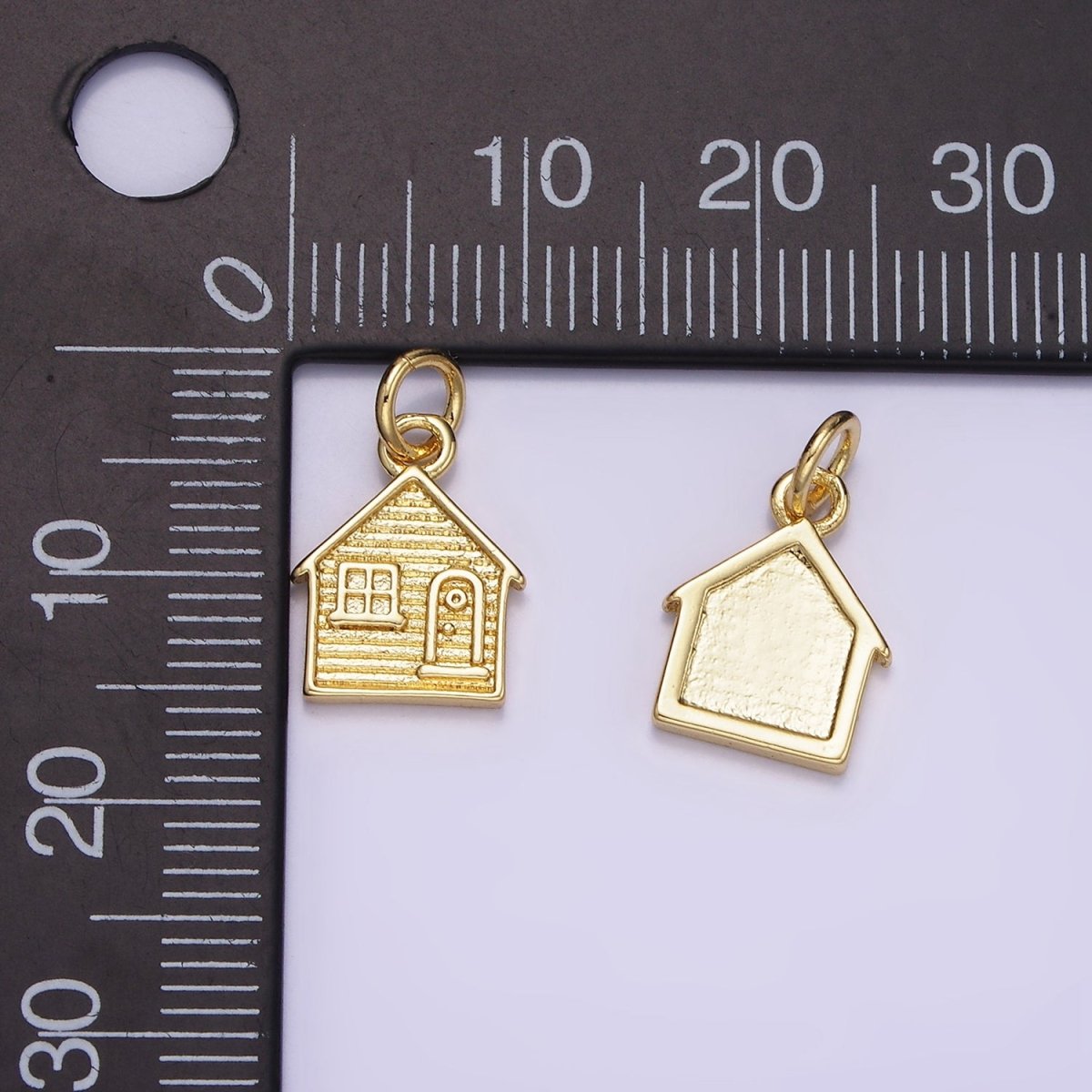 14K Gold Filled Mini House Home Textured Charm | AG642 - DLUXCA