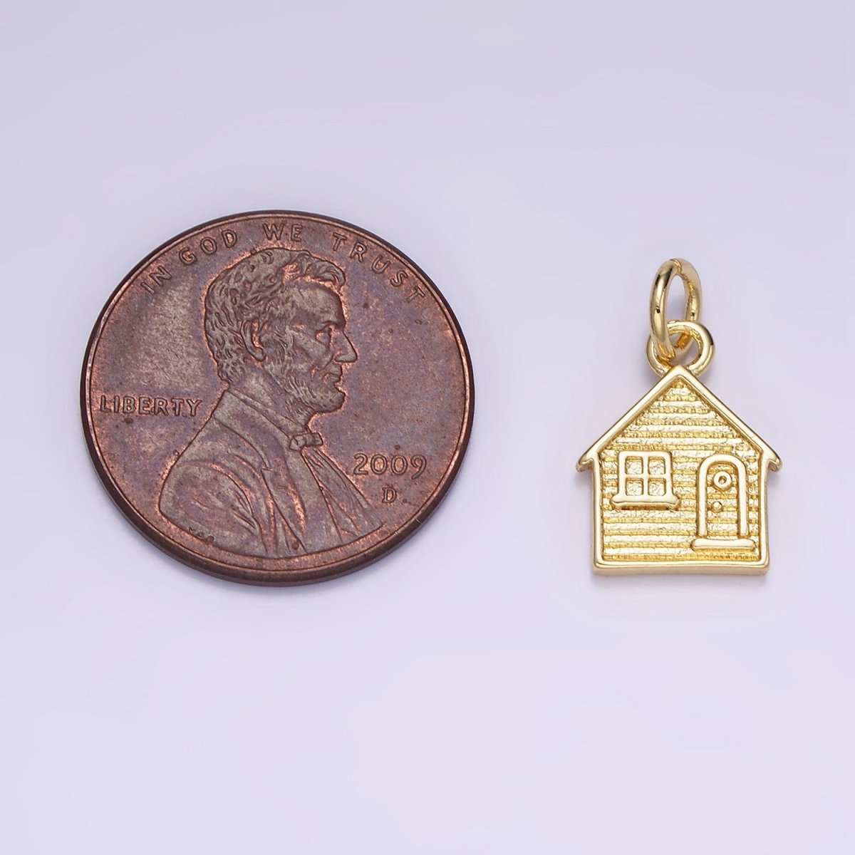 14K Gold Filled Mini House Home Textured Charm | AG642 - DLUXCA