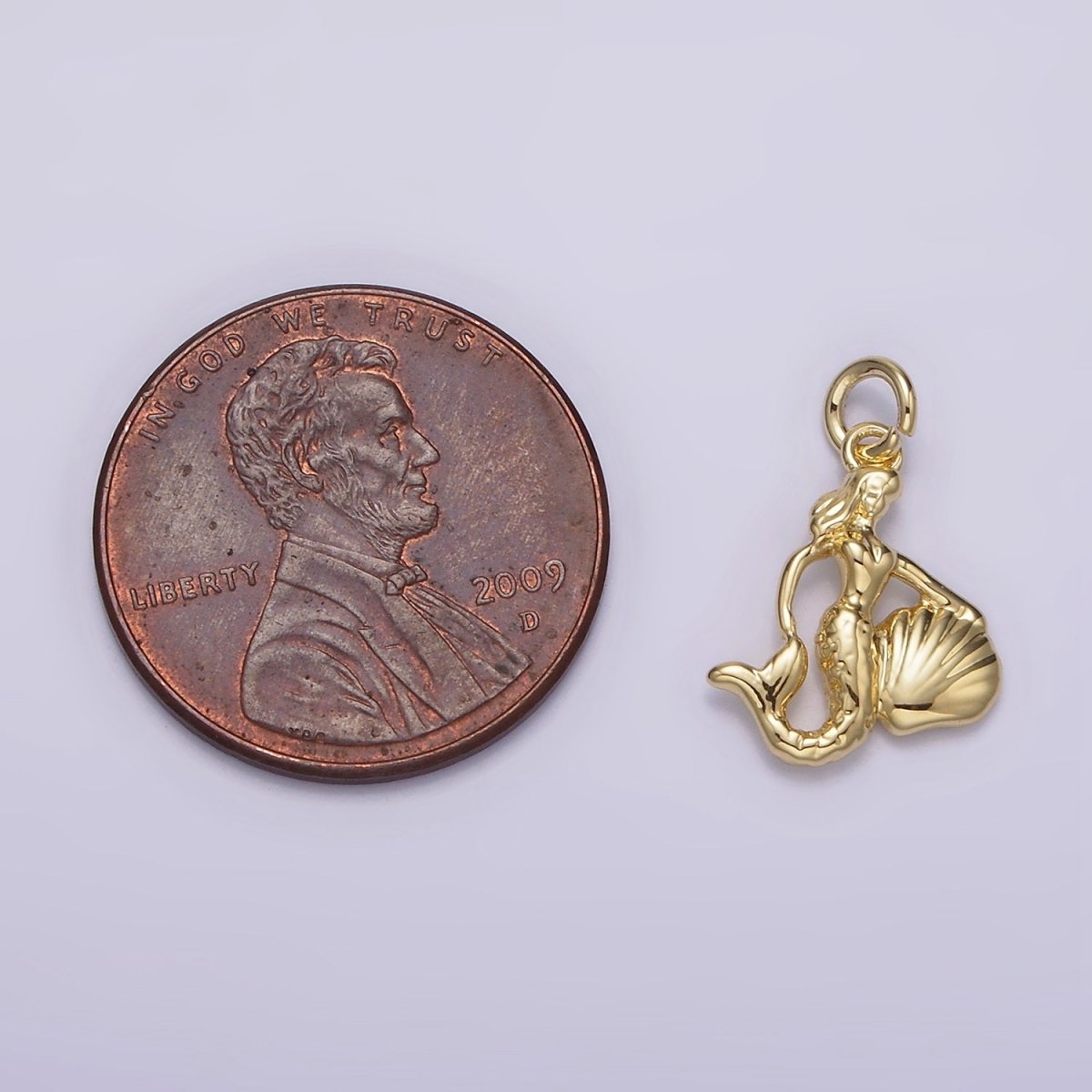 14K Gold Filled Mini Mermaid Clam Sea Shell Add-On Charm | AG230 - DLUXCA