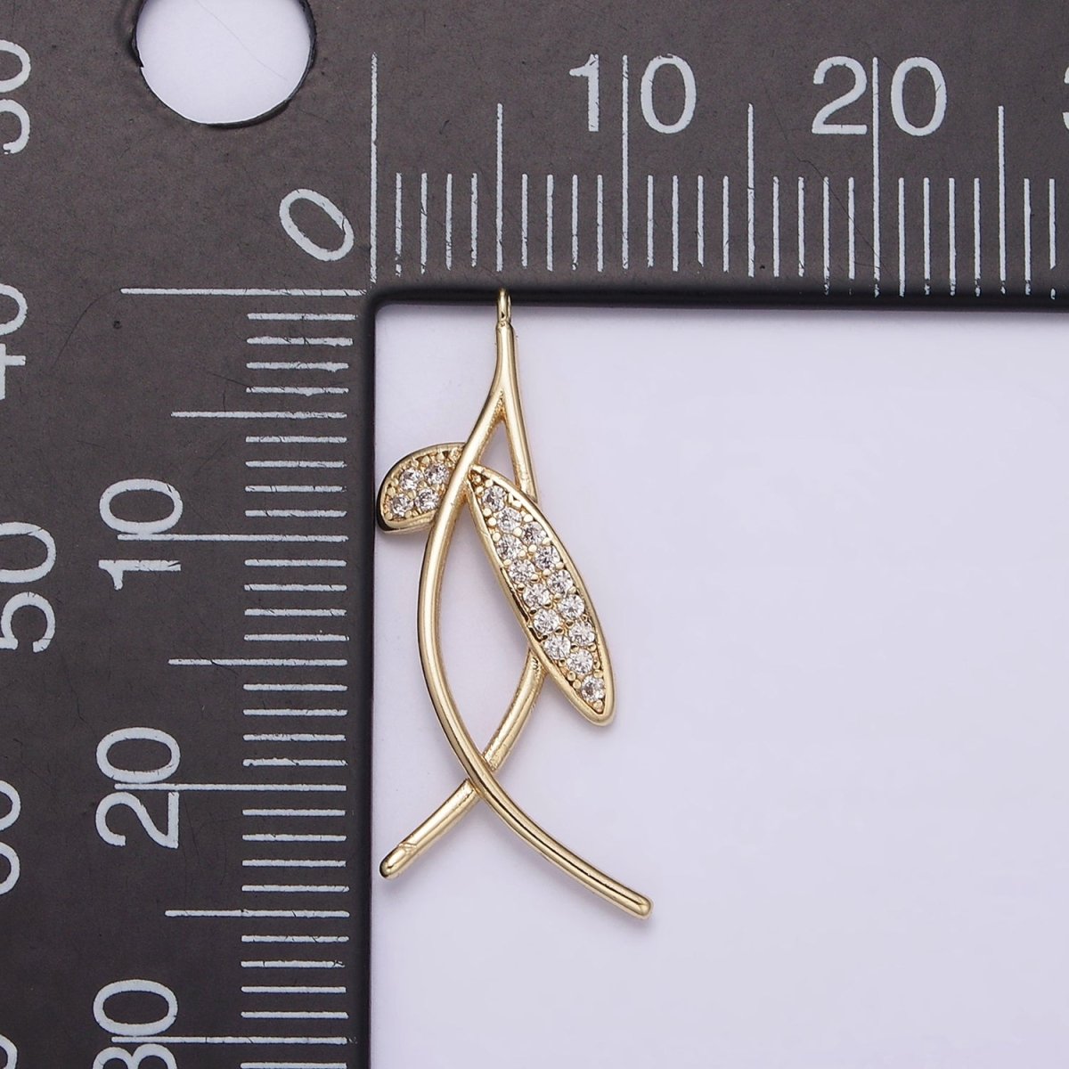 14K Gold Filled Mini Micro Paved Clear CZ Hang Fish Gold Charm | AG-154 - DLUXCA