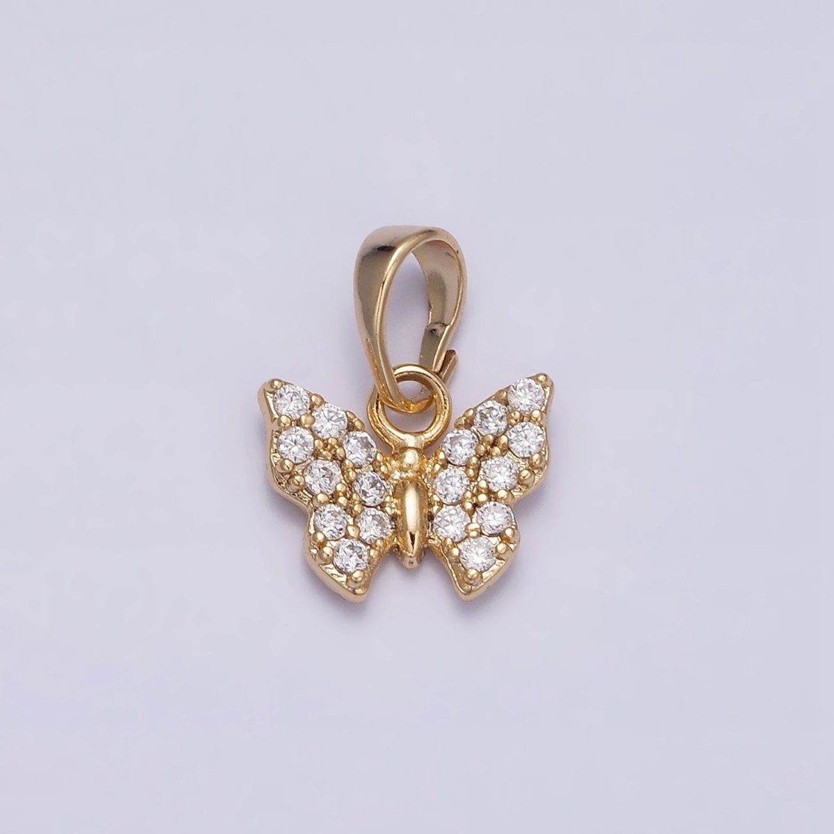 14K Gold Filled Mini Micro Paved CZ Butterfly Mariposa Pendant | AA523 - DLUXCA