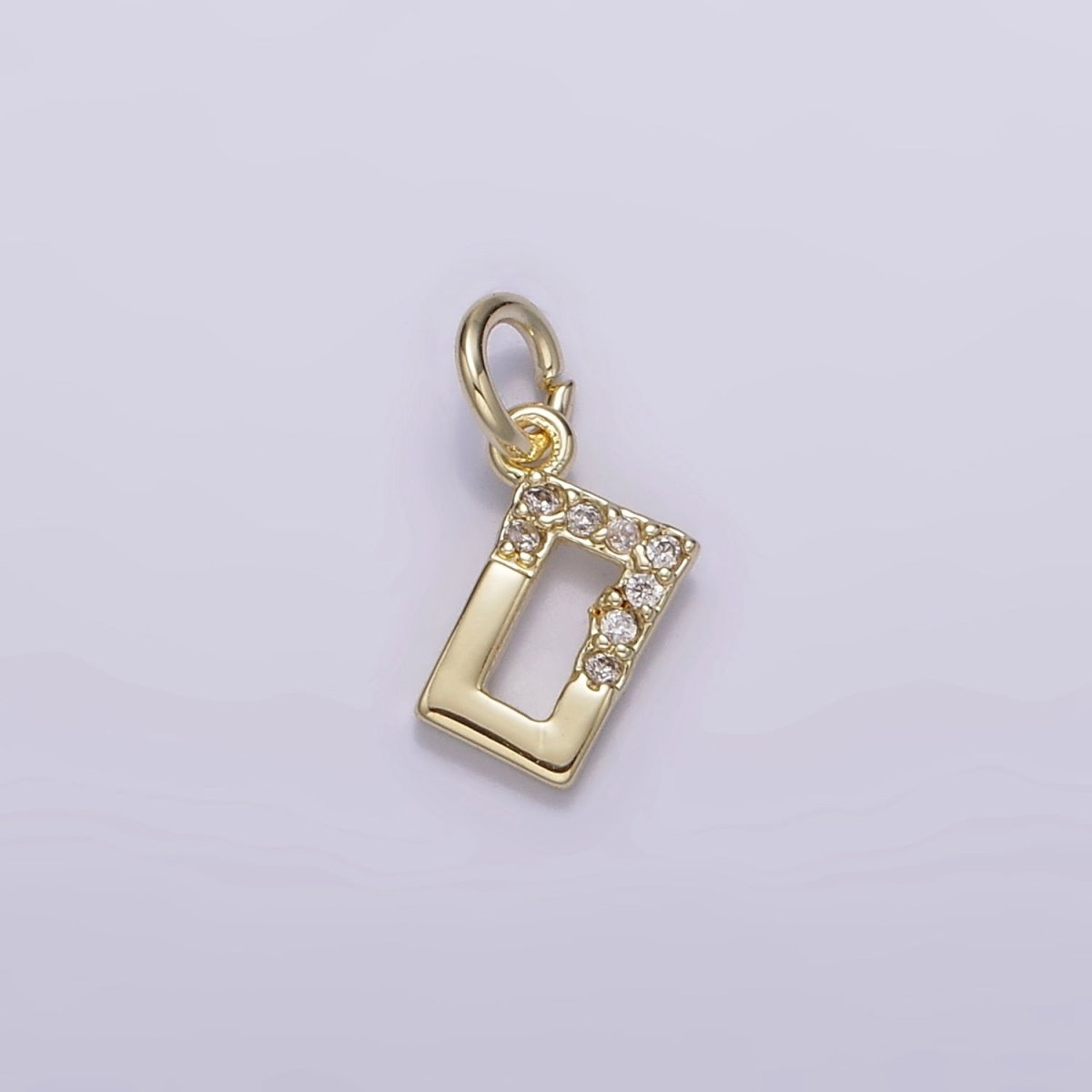 14K Gold Filled Mini Open Rectangular Micro Paved CZ Add-On Charm | AG234 - DLUXCA