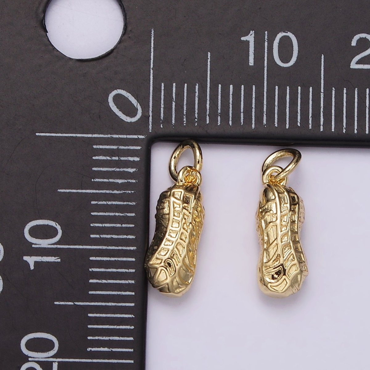 14K Gold Filled Mini Peanut Textured Minimalist Puffed Charm | AG442 - DLUXCA