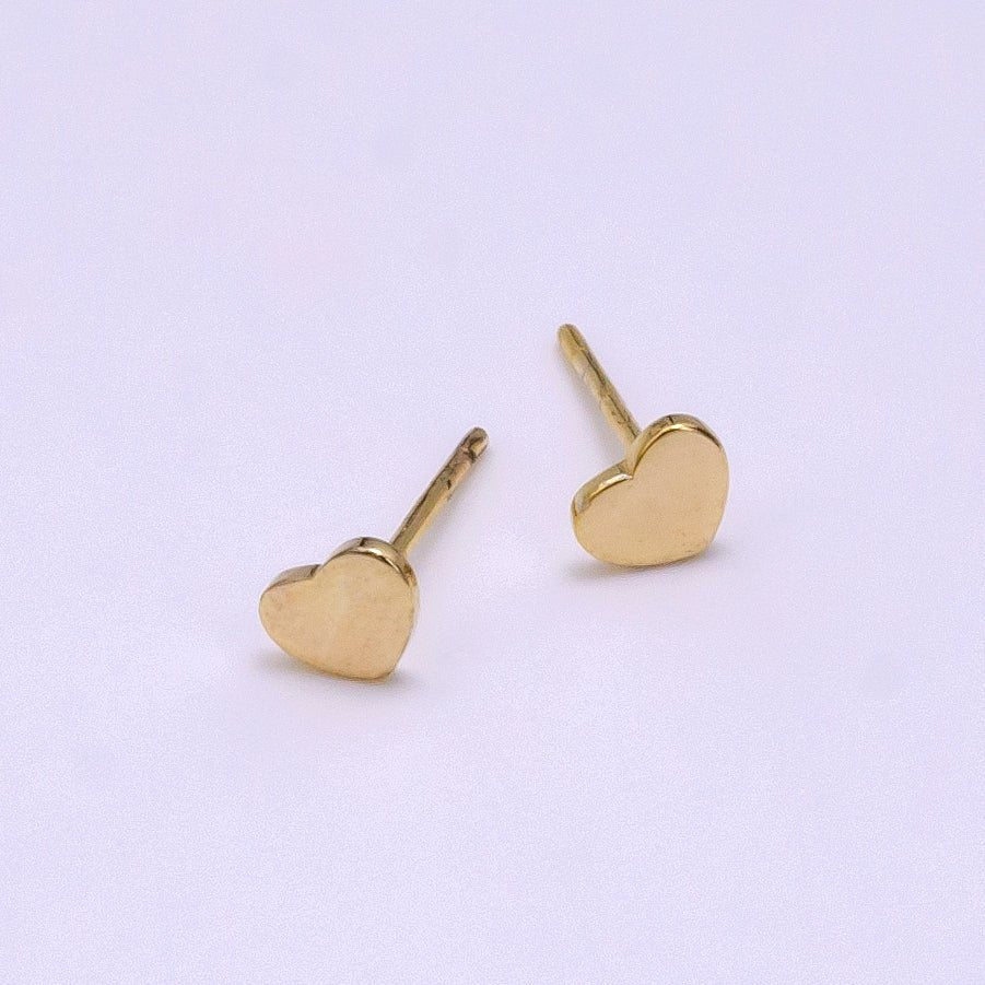 14K Gold Filled Mini Round, Square, Triangle, Heart, Star Minimalist Stud Earrings | AB1103 - AB1107 - DLUXCA