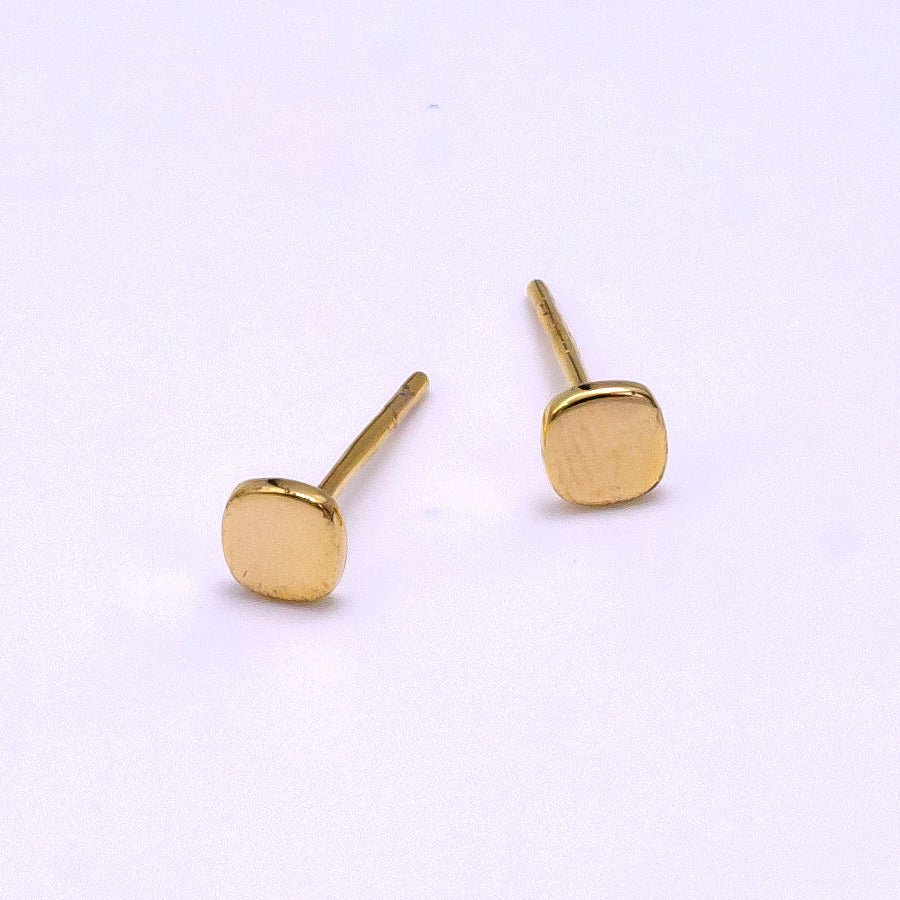 14K Gold Filled Mini Round, Square, Triangle, Heart, Star Minimalist Stud Earrings | AB1103 - AB1107 - DLUXCA