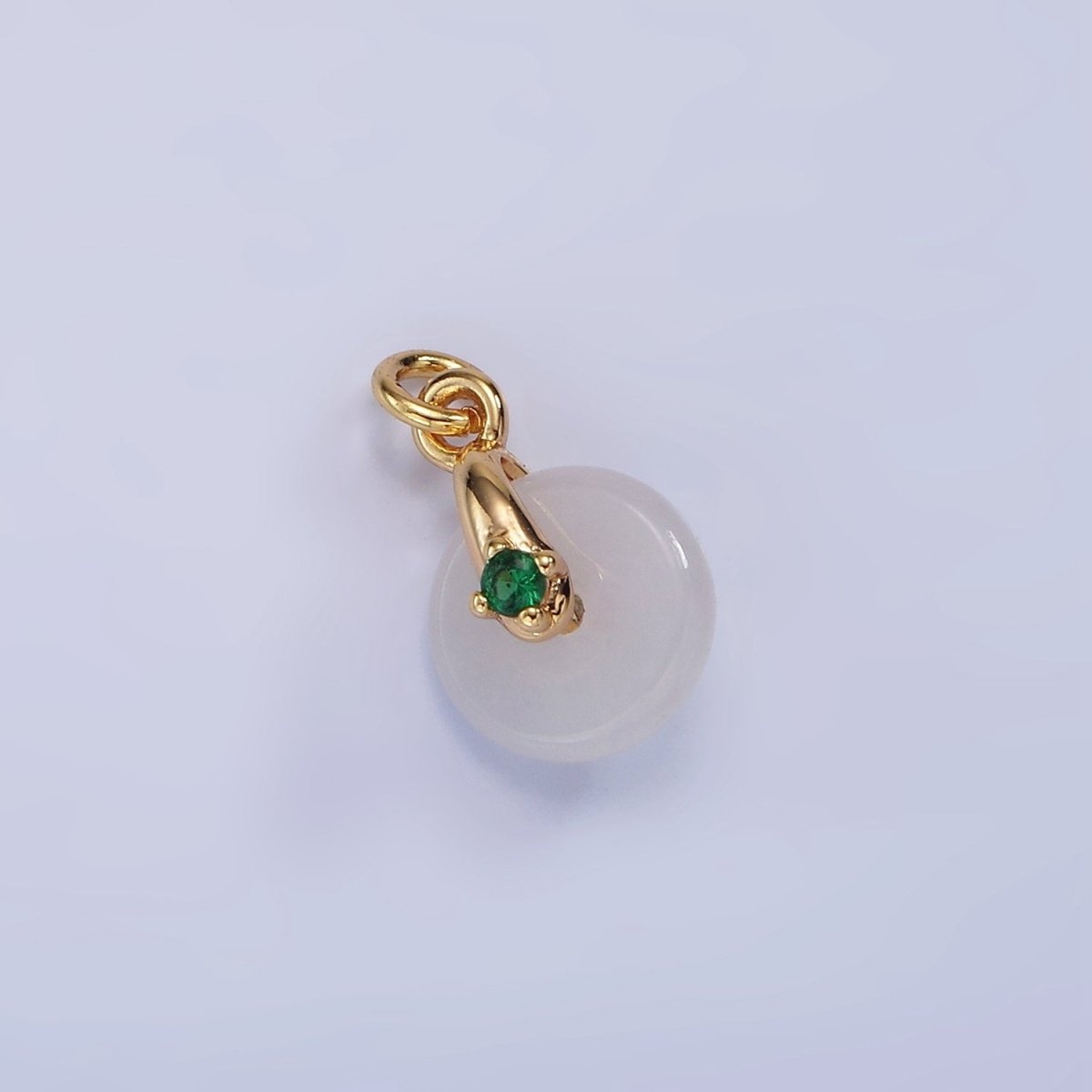 14K Gold Filled Mini White-Green Jade Donut Clear, Pink, Green CZ Bail Charm | AG427 - AG429 - DLUXCA