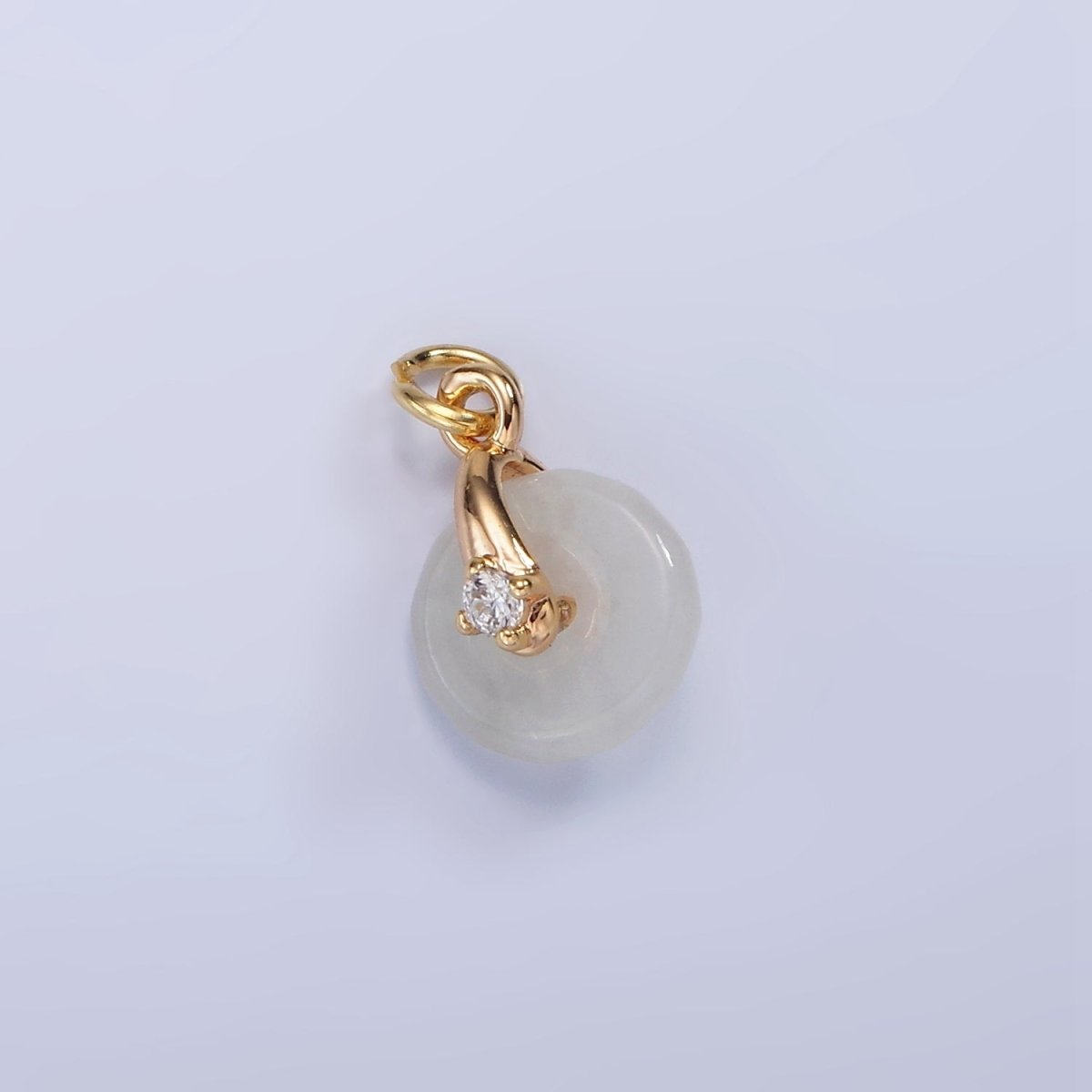 14K Gold Filled Mini White-Green Jade Donut Clear, Pink, Green CZ Bail Charm | AG427 - AG429 - DLUXCA