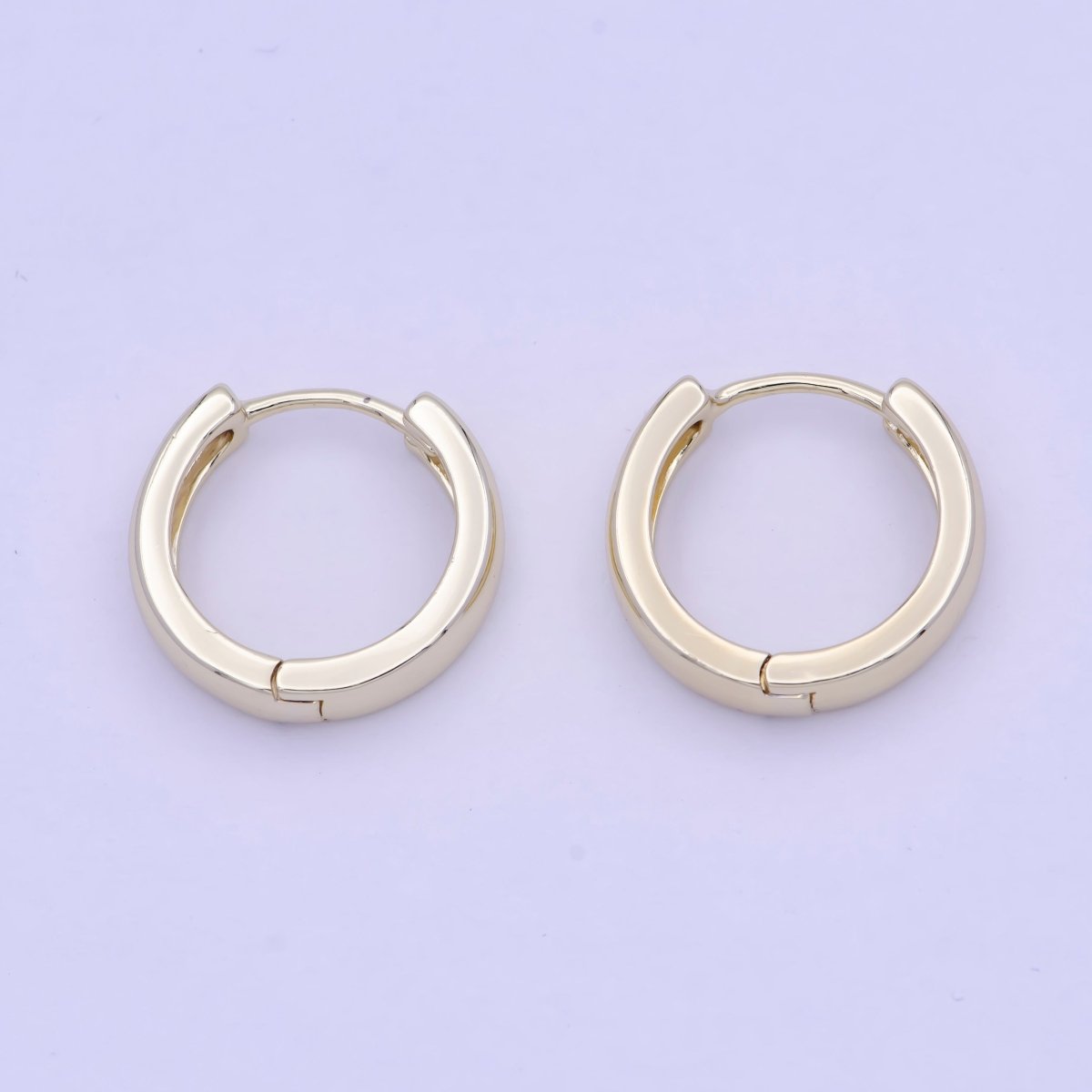 14K Gold Filled Minimalist 17.7mm Everyday Huggie Earrings | T-140 - DLUXCA