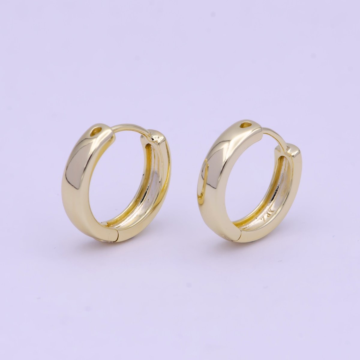 14K Gold Filled Minimalist 17.7mm Everyday Huggie Earrings | T-140 - DLUXCA