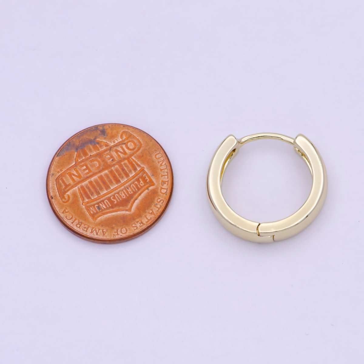 14K Gold Filled Minimalist 17.7mm Everyday Huggie Earrings | T-140 - DLUXCA