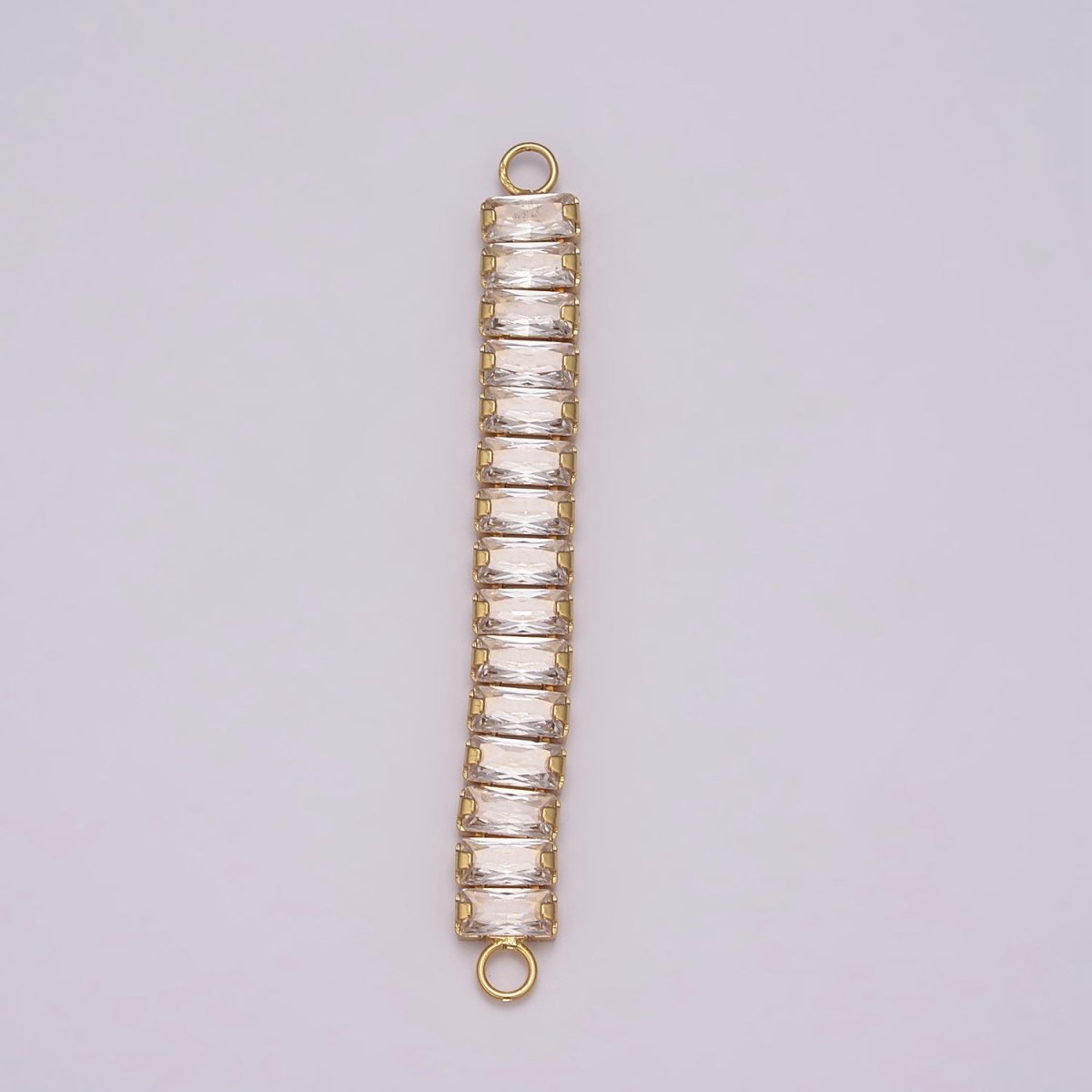 14K Gold Filled Minimalist Bendable Rectangular Bar Connector Micro Pave CZ DIY Charm Necklace Bracelet Findings for Jewelry Making, 50.5x6.9mm N-079 N-080 - DLUXCA